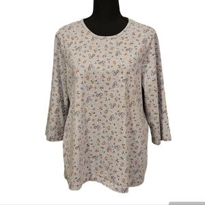 Blair Pull Over 60% Cotton 40% Polyester Grey with flowers Top Size L
